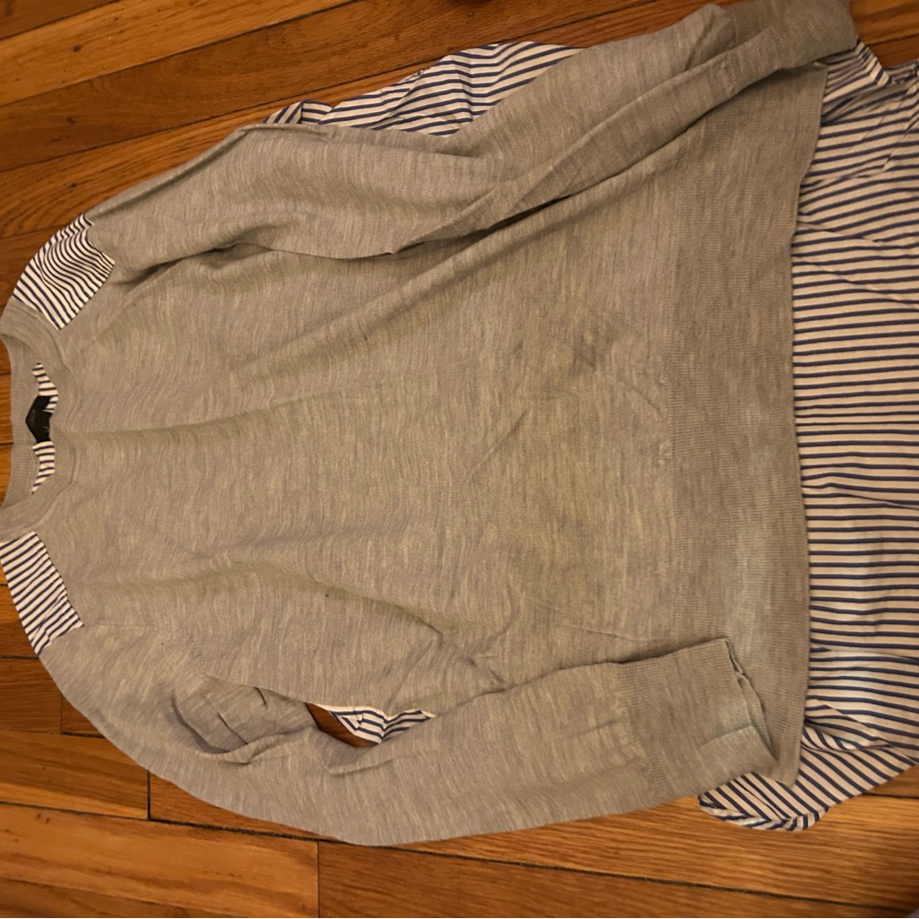J. Crew Light Gray And Blue Striped Sweater